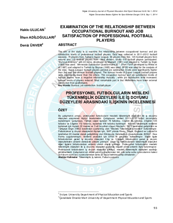 (PDF) Examination of the Relationship Between Occupational Burnout and ...