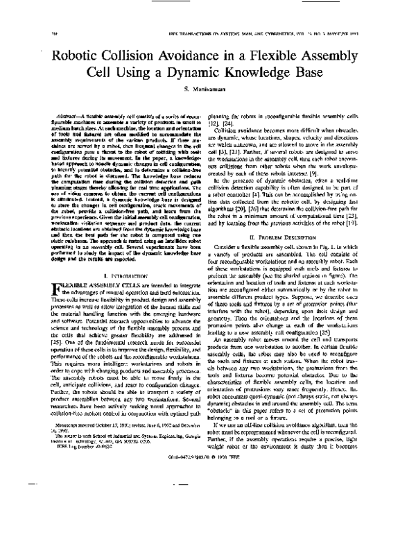 (PDF) Robotic collision avoidance in a flexible assembly cell using a ...