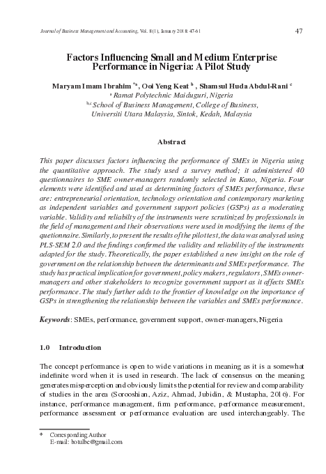 (PDF) Factors Influencing Small and Medium Enterprises (SMEs) in ...