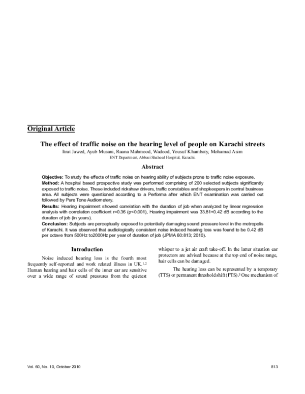 (PDF) The effect of traffic noise on the hearing level of people on ...