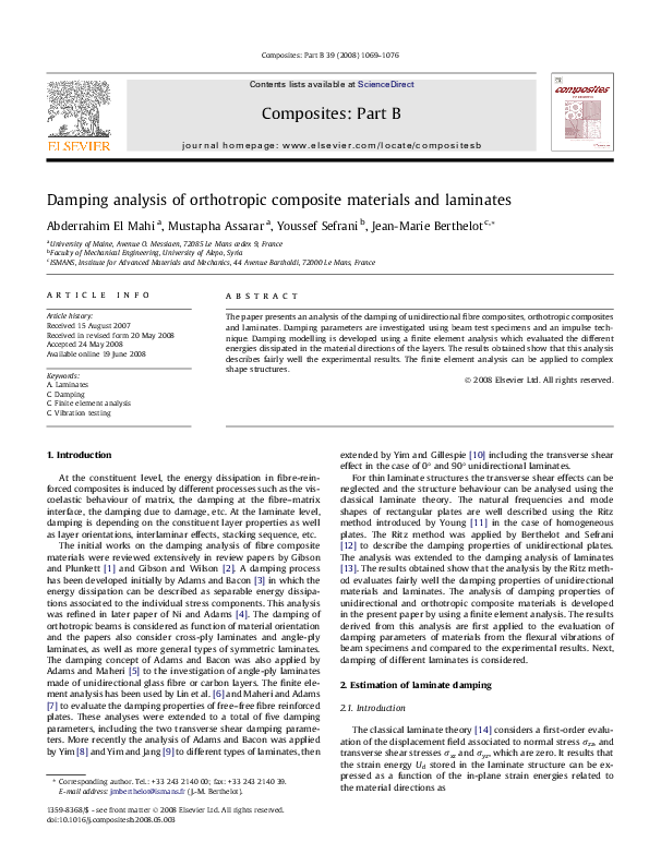 (PDF) Damping analysis of orthotropic composite materials and laminates