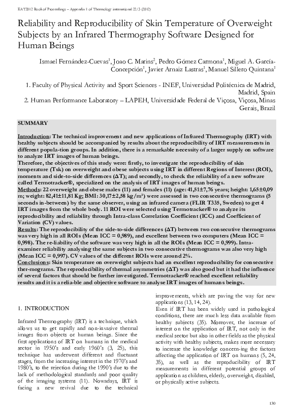 (PDF) Reliability and reproductibility of skin temperature of ...