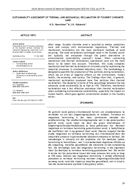 (PDF) SUSTAINABILITY ASSESSMENT OF THERMAL AND MECHANICAL RECLAMATION ...