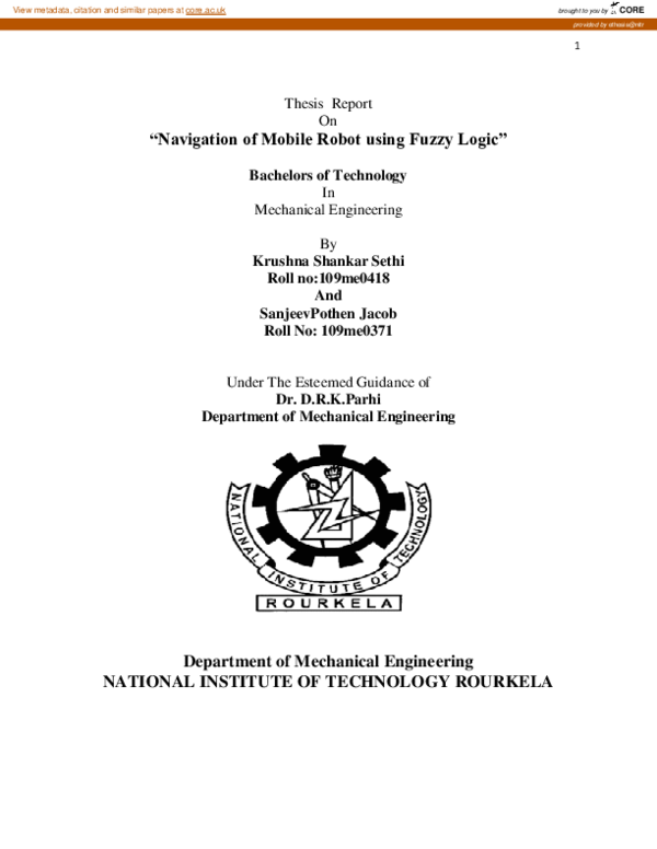 (PDF) Navigation of Mobile Robot using Fuzzy Logic