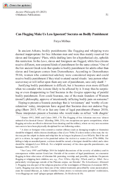 (PDF) Can flogging make us less ignorant? Socrates on bodily punishment.