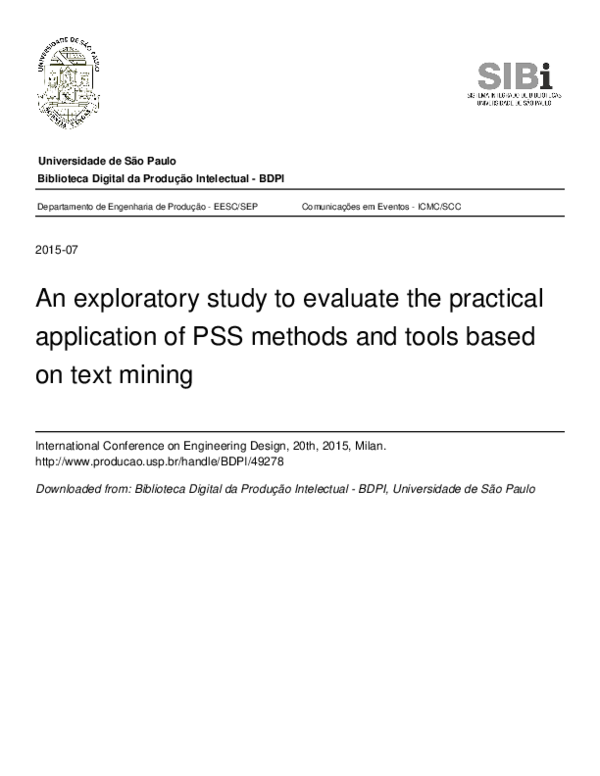 (PDF) An exploratory study to evaluate the practical application of PSS ...