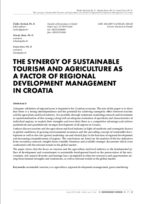 (PDF) The Synergy of Sustainable Tourism and Agriculture as a Factor of ...