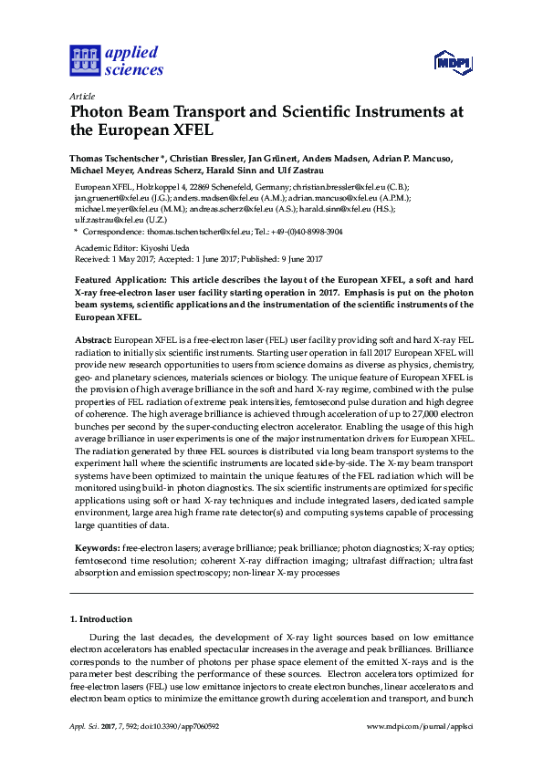 (PDF) Photon Beam Transport and Scientific Instruments at the European XFEL