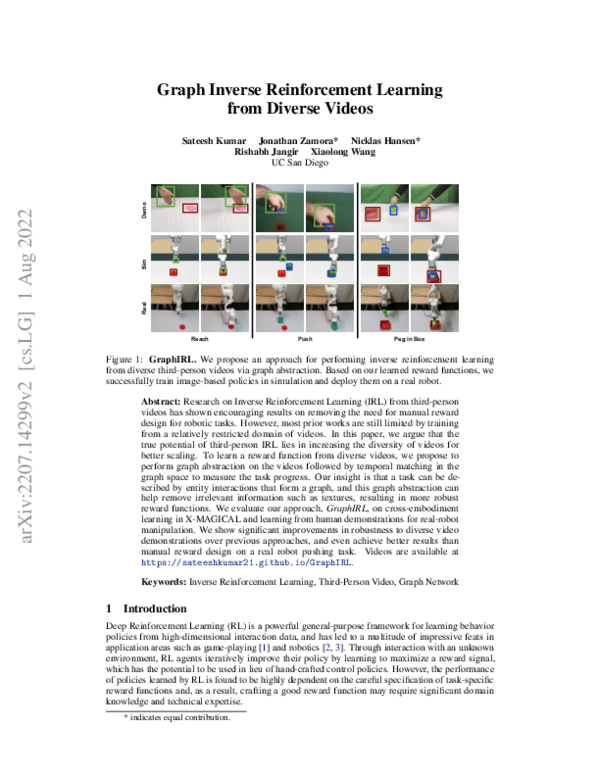 (PDF) Graph Inverse Reinforcement Learning from Diverse Videos