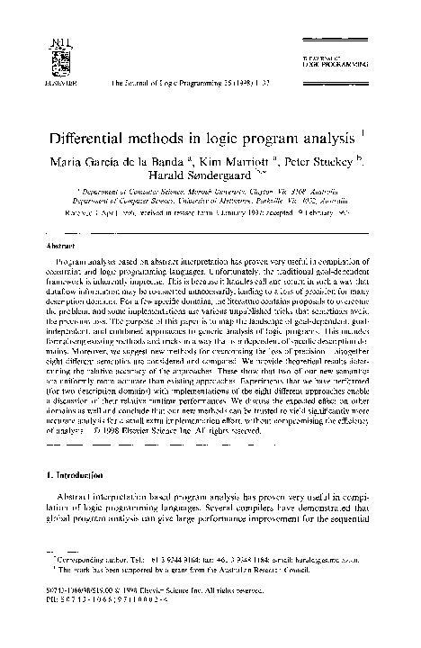 (PDF) Differential methods in logic program analysis