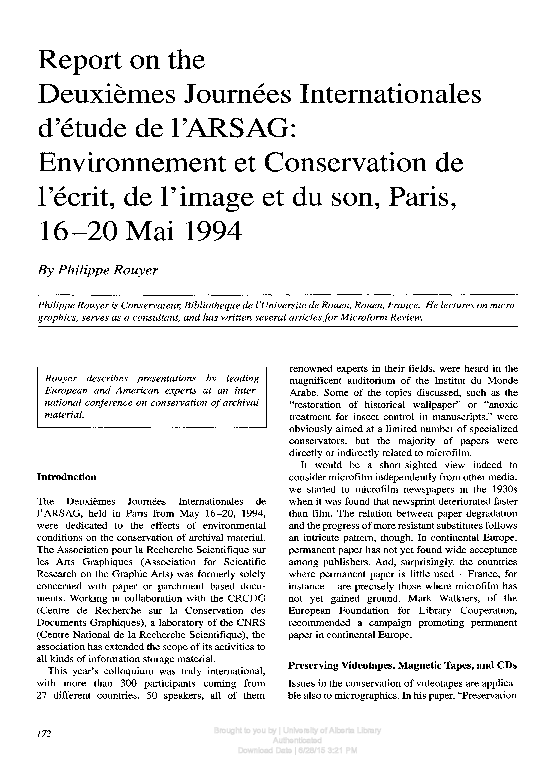 (PDF) Report on the Deuxièmes Tournées Internationales d’étude de l ...