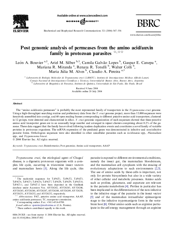 (PDF) Post genomic analysis of permeases from the amino acid/auxin
