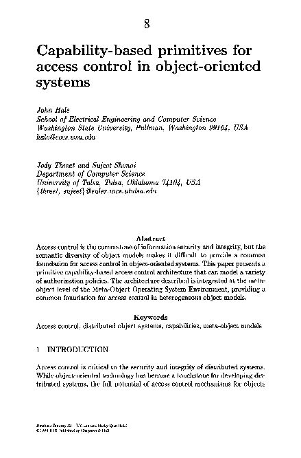 (PDF) Capability-based primitives for access control in object-oriented ...
