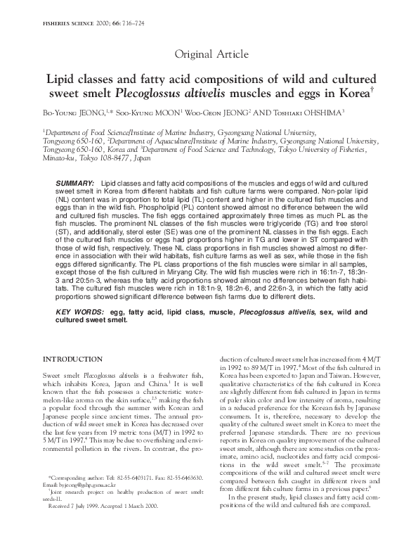 (PDF) Lipid classes and fatty acid compositions of wild and cultured ...