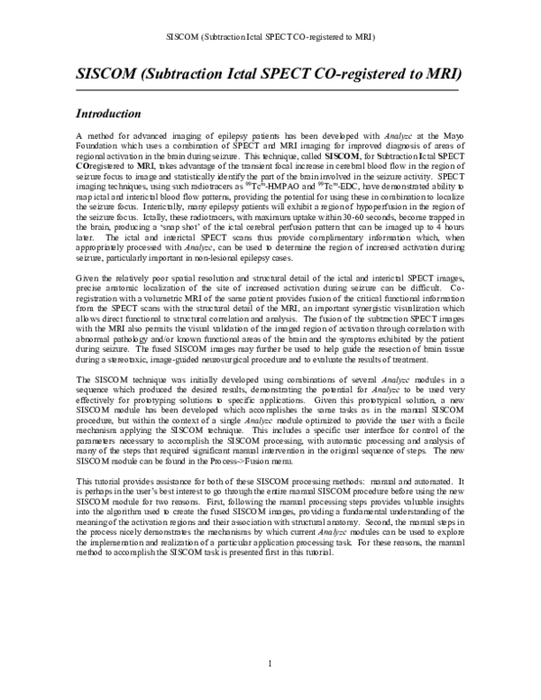 (PDF) SISCOM (Subtraction Ictal SPECT Coregistered to MRI)