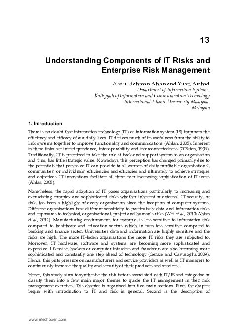 (PDF) Understanding Components of IT Risks and Enterprise Risk Management