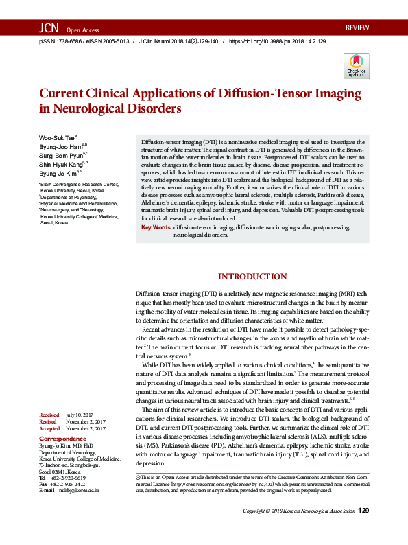 (PDF) Current Clinical Applications of Diffusion-Tensor Imaging in ...