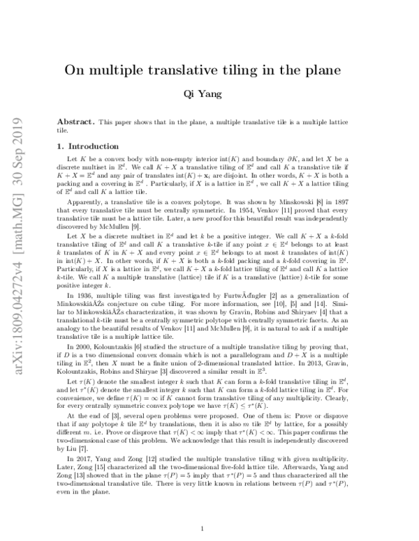 (PDF) On multiple translative tiling in the plane