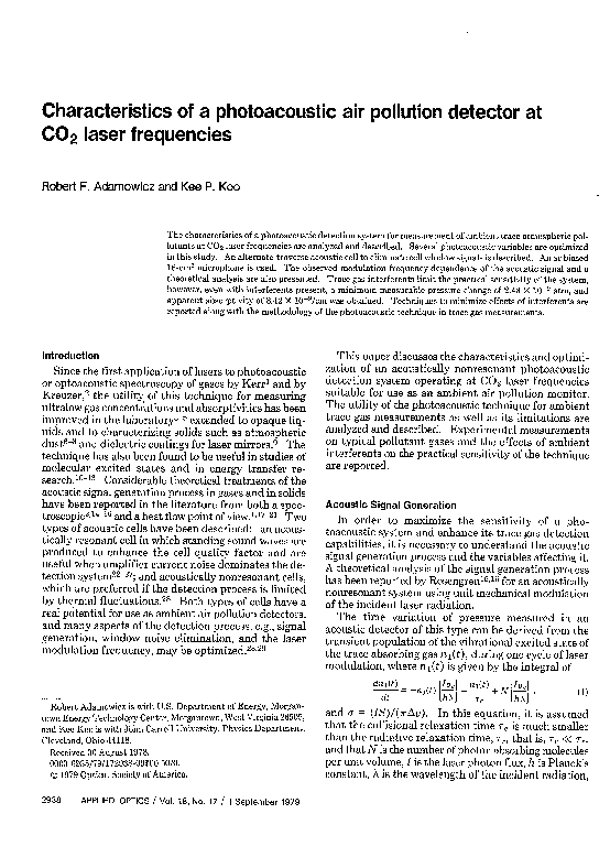 (PDF) Characteristics of a photoacoustic air pollution detector at CO_2 ...