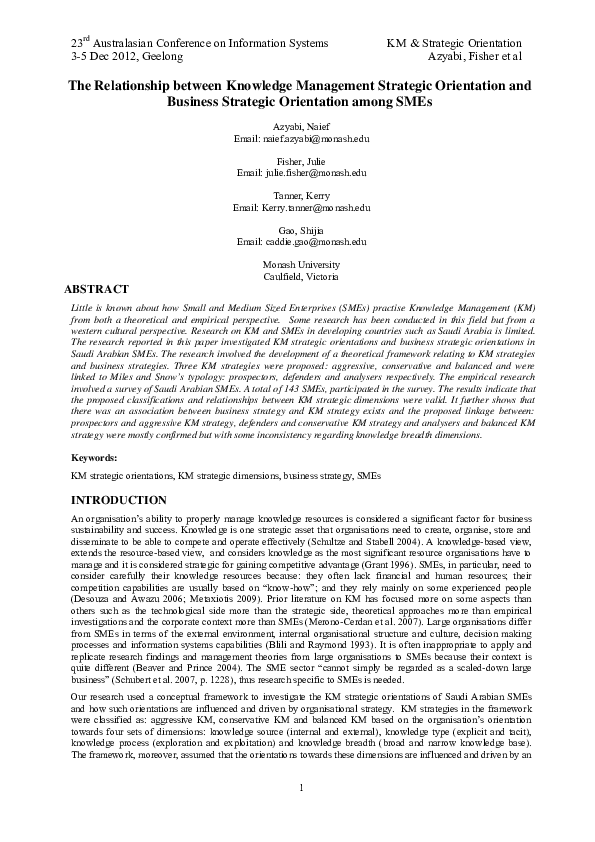 (PDF) The relationship between knowledge management strategies and ...