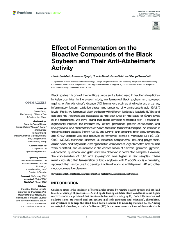 (PDF) Effect of Fermentation on the Bioactive Compounds of the Black ...