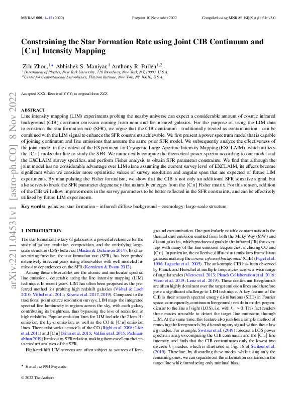 (PDF) Constraining the Star Formation Rate using Joint CIB Continuum ...