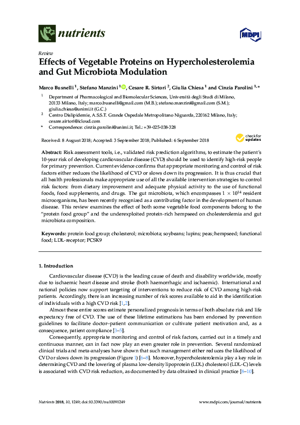 (PDF) Effects of Vegetable Proteins on Hypercholesterolemia and Gut ...