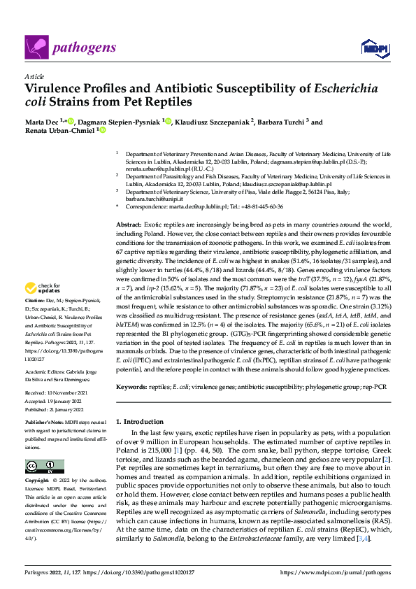 (PDF) Virulence Profiles and Antibiotic Susceptibility of Escherichia ...