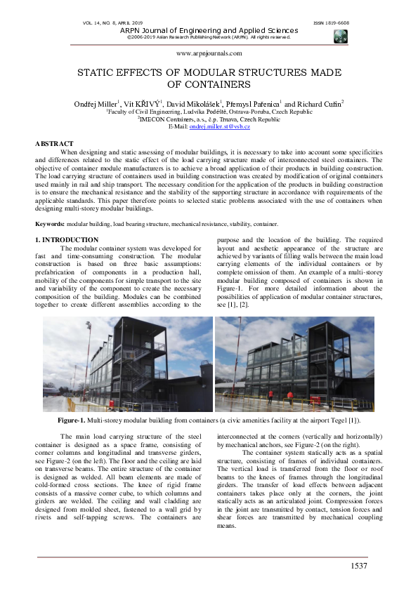 (PDF) Static Effects of Modular Structures Made of Containers
