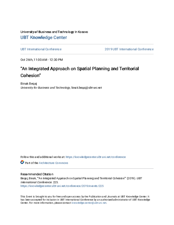 (PDF) An Integrated Approach on Spatial Planning and Territorial Cohesion
