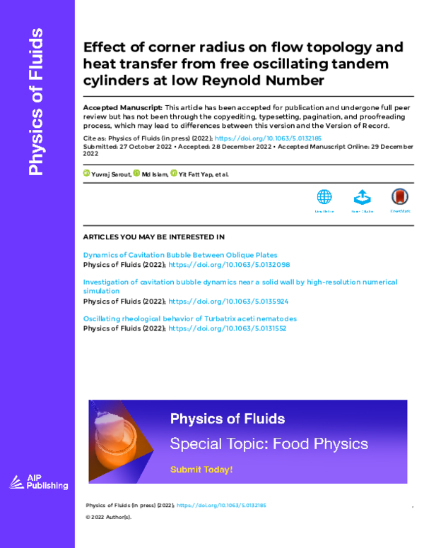 (PDF) Effect of corner radius on flow topology and heat transfer from ...