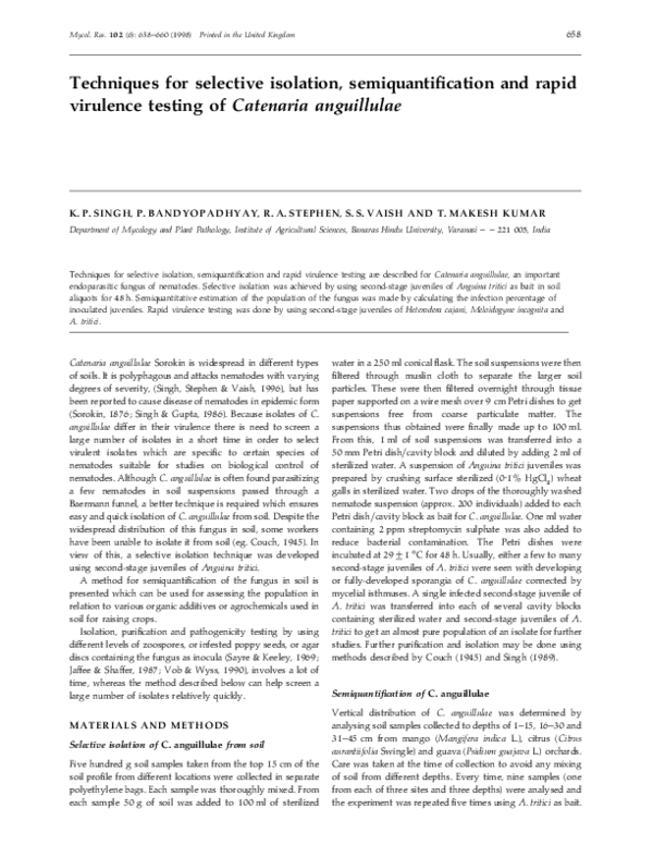 (PDF) Techniques for selective isolation, semiquantification and rapid ...