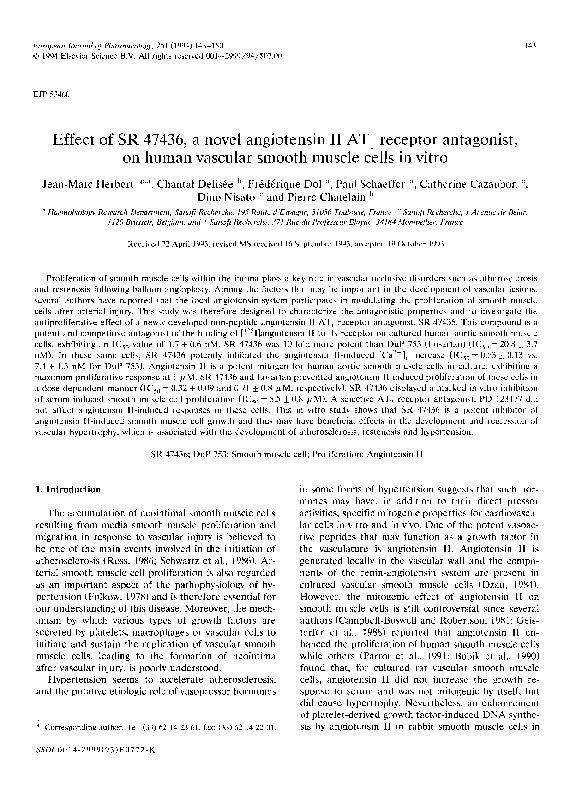 (PDF) Effect of SR 47436, a novel angiotensin II AT1 receptor ...