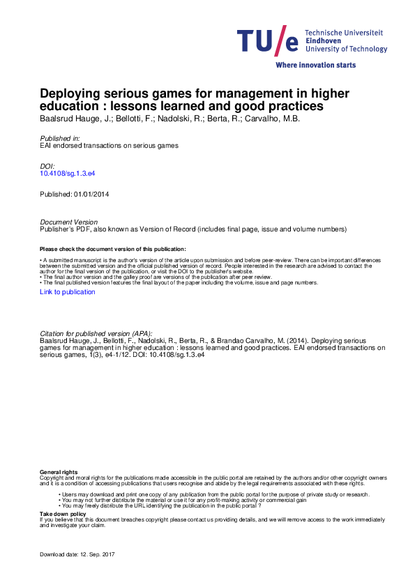 (PDF) Deploying Serious Games for Management in Higher Education ...