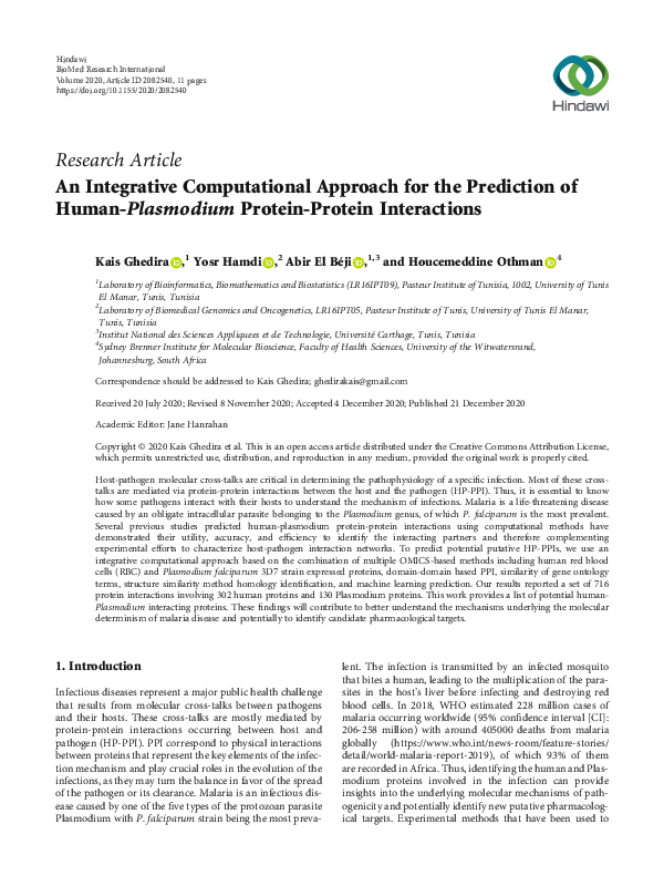 (PDF) An Integrative Computational Approach for the Prediction of Human ...