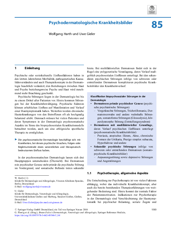(PDF) Psychodermatologische Krankheitsbilder