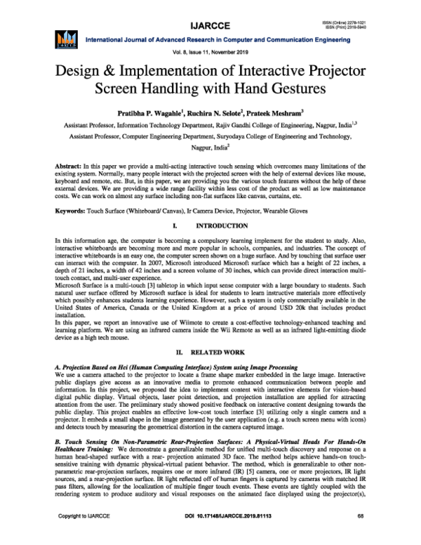 (PDF) Interactive Projector hand guesture
