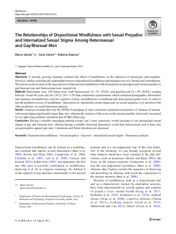 (PDF) The Relationships of Dispositional Mindfulness with Sexual ...