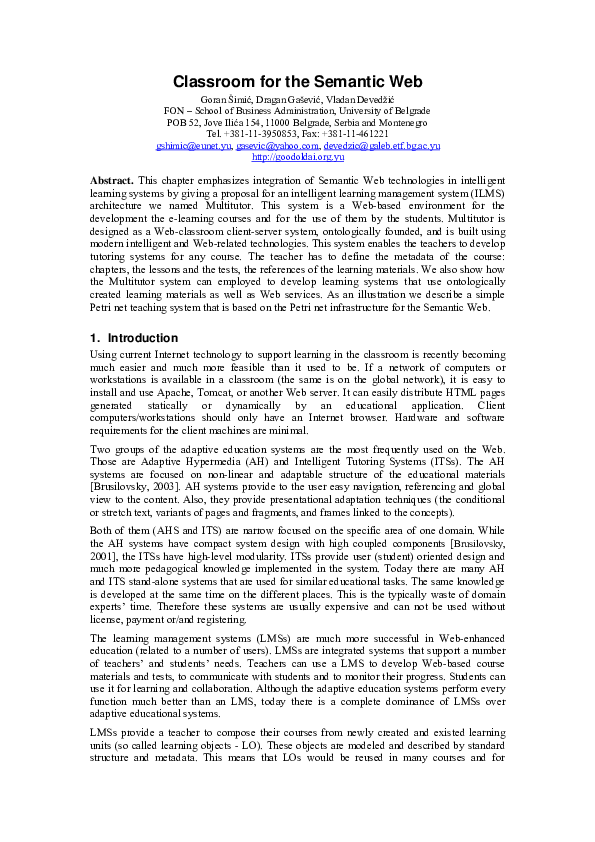 (PDF) Classroom for the Semantic Web