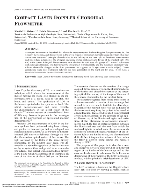 (PDF) Compact Laser Doppler Choroidal Flowmeter
