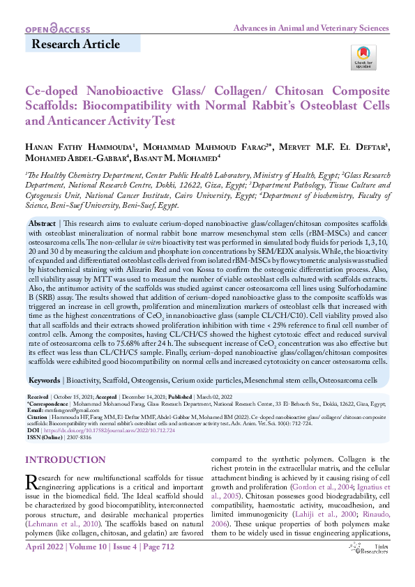 (PDF) Ce-doped Nanobioactive Glass/ Collagen/ Chitosan Composite ...