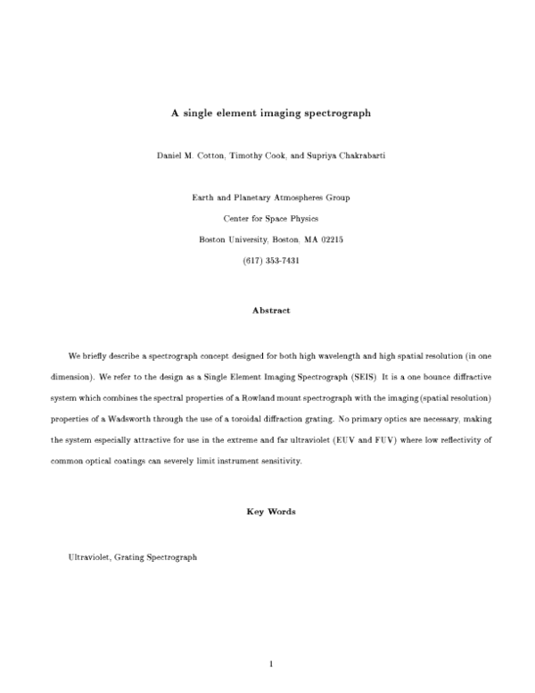 (PDF) Single-element imaging spectrograph