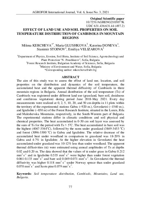 (PDF) Effect of Land Use and Soil Properties on Soil Temperature ...