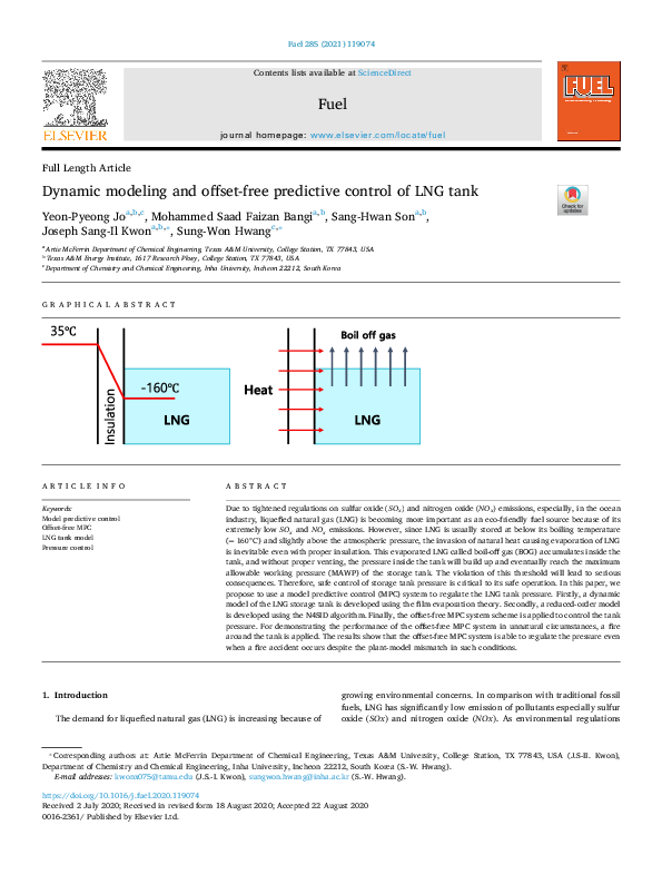 (PDF) Dynamic modeling and offset-free predictive control of LNG tank