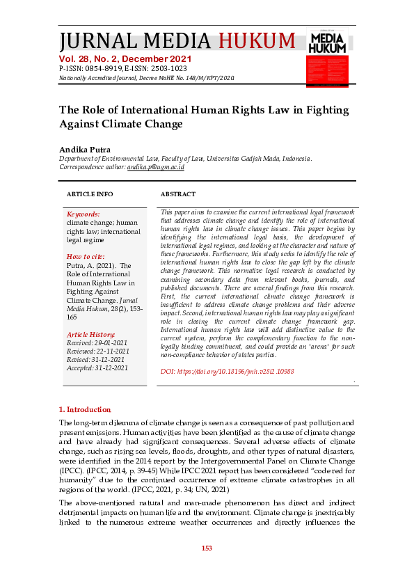 (PDF) The Role of International Human Rights Law in Fights Against ...