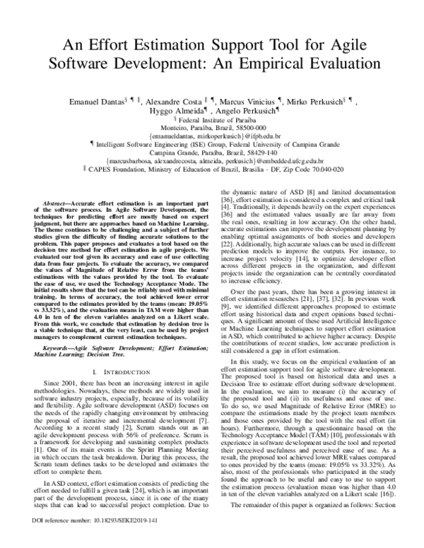 (PDF) An Effort Estimation Support Tool for Agile Software Development ...