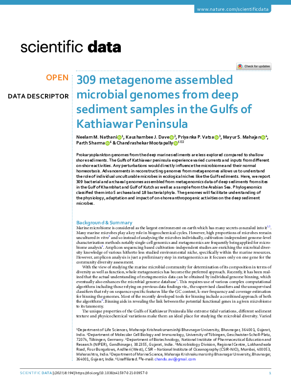 (PDF) 309 metagenome assembled microbial genomes from deep sediment ...