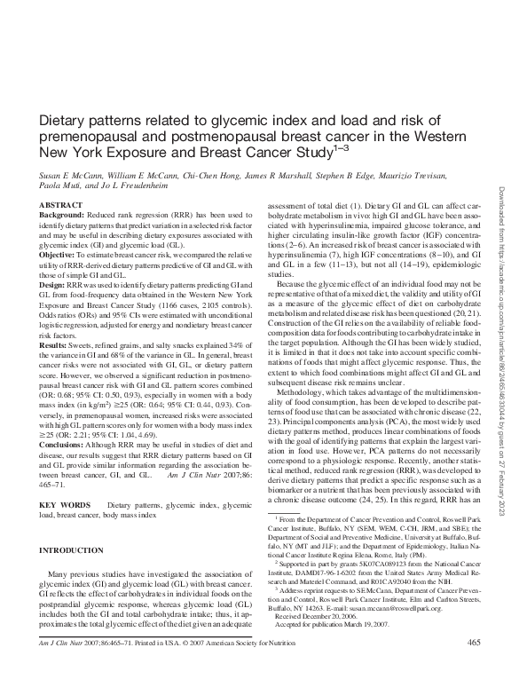 (PDF) Dietary patterns related to glycemic index and load and risk of ...