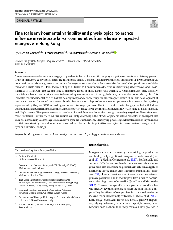 (PDF) Fine scale environmental variability and physiological tolerance ...