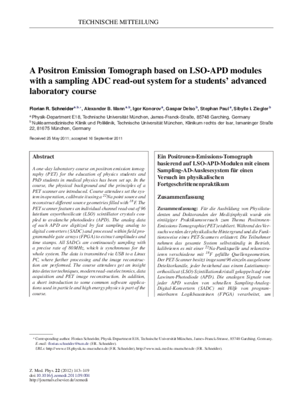 (PDF) A Positron Emission Tomograph Based on LSO-APD Modules with a ...